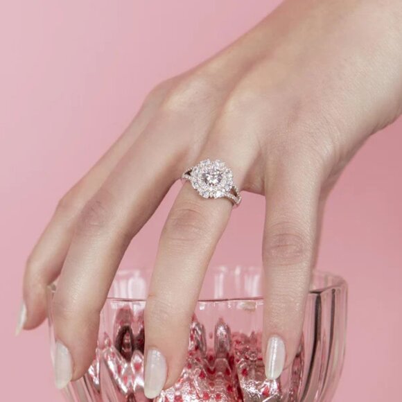 Sterling Silver 925 Rhodium Plated Round Multi CZ Ring - Picture 2 of 5